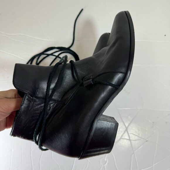 Cartel Leather Western Ankle Boots Women 8 Black Booties Capsule Boho Chic Fall - Picture 10 of 11